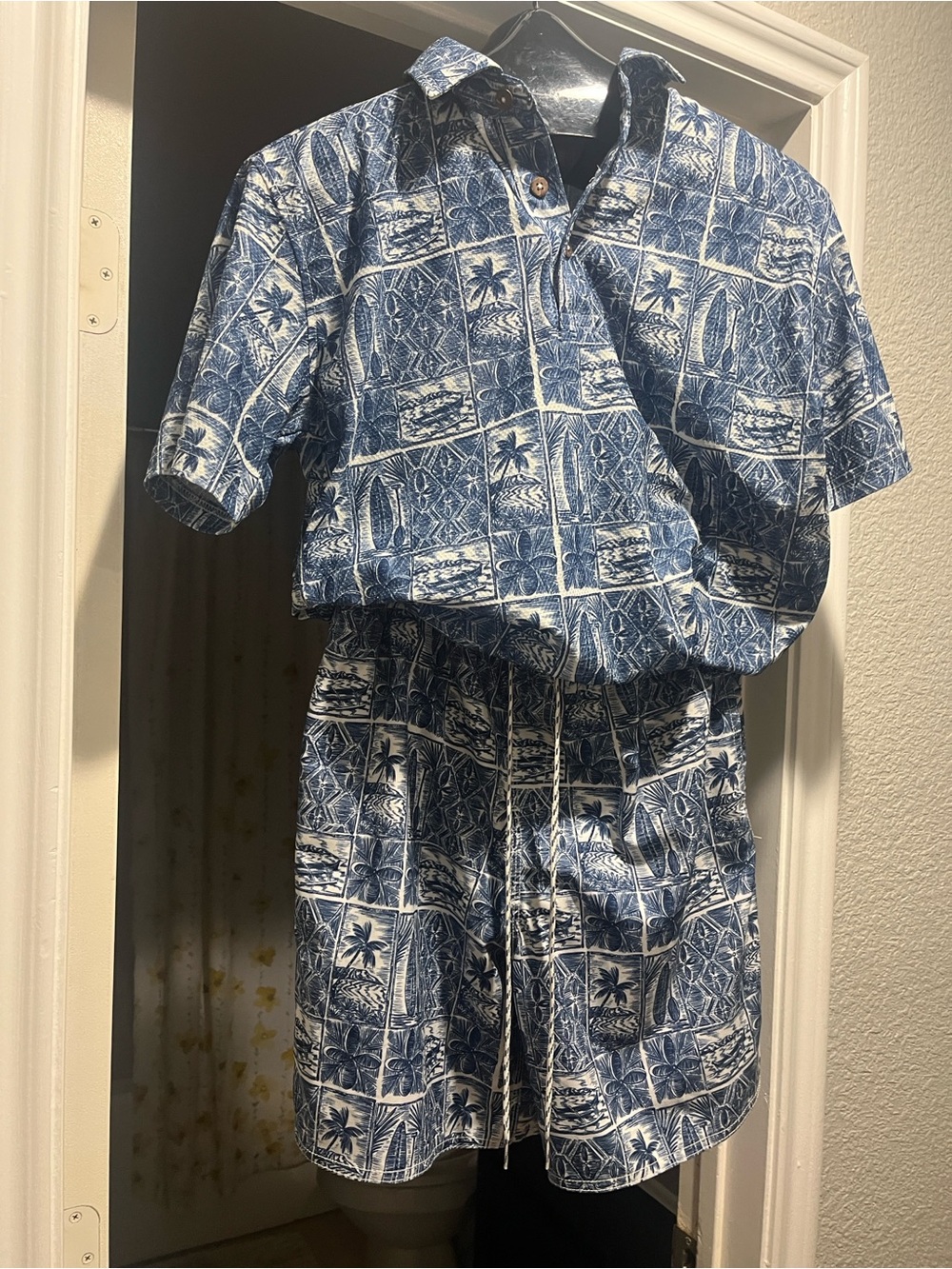 Men’s Blue Hawaiian-Print Set
